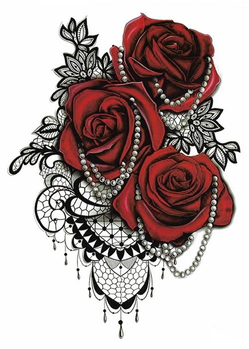 tattoo temporaire roses et perles